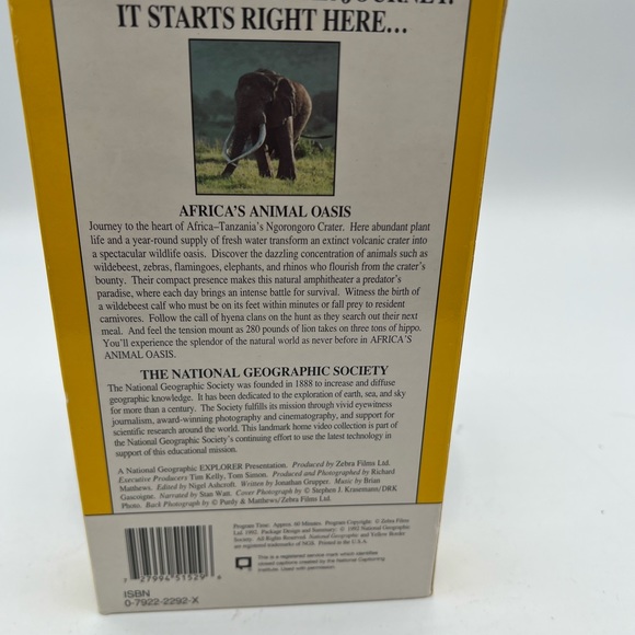 National Geographic Video Africa's Animal Oasis VHS 1992.
Box 42 - Picture 2 of 4